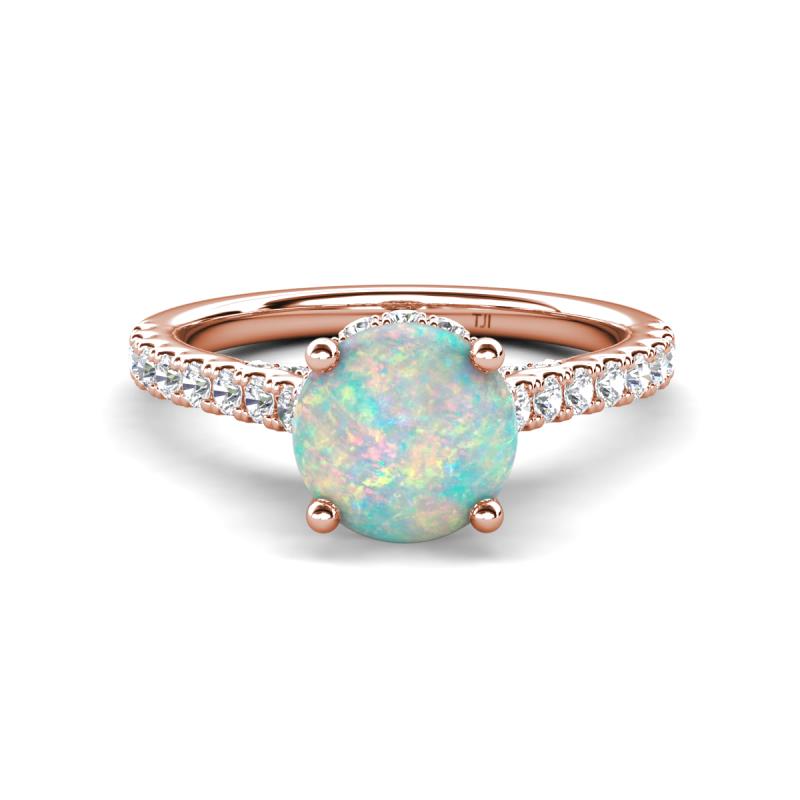 Kalina 1.50 ctw Opal (7.00 mm) Accented Lab Grown Diamonds Halo Engagement Ring 