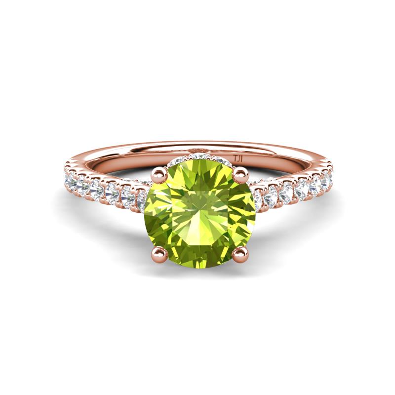 Kalina 2.00 ctw Peridot (7.00 mm) Accented Lab Grown Diamonds Halo Engagement Ring 