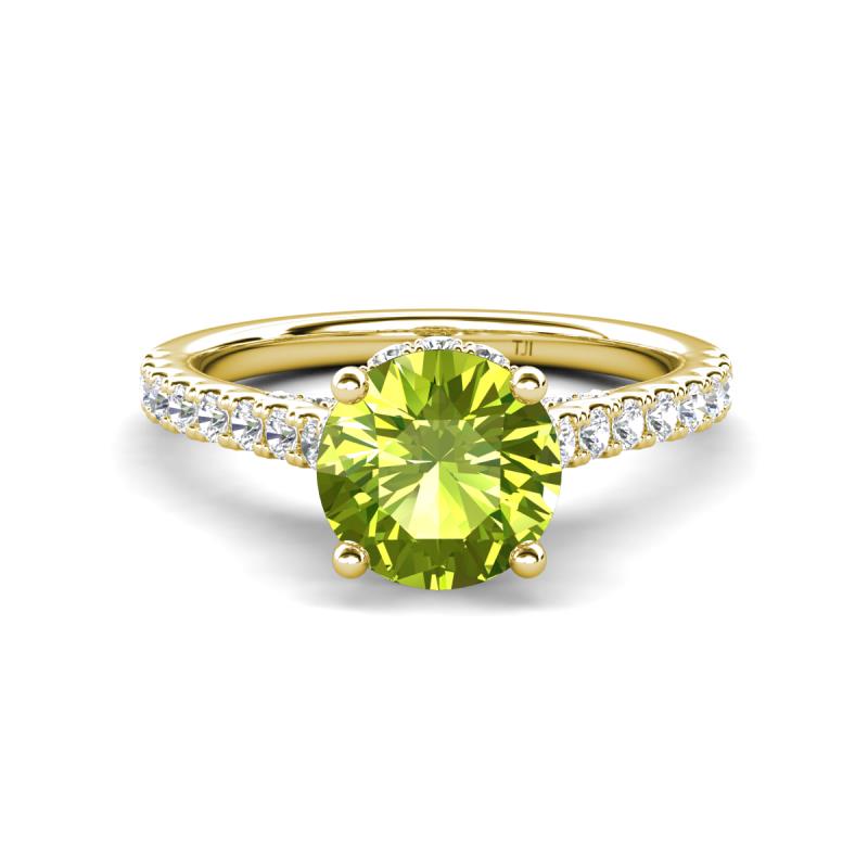 Kalina 2.00 ctw Peridot (7.00 mm) Accented Lab Grown Diamonds Halo Engagement Ring 