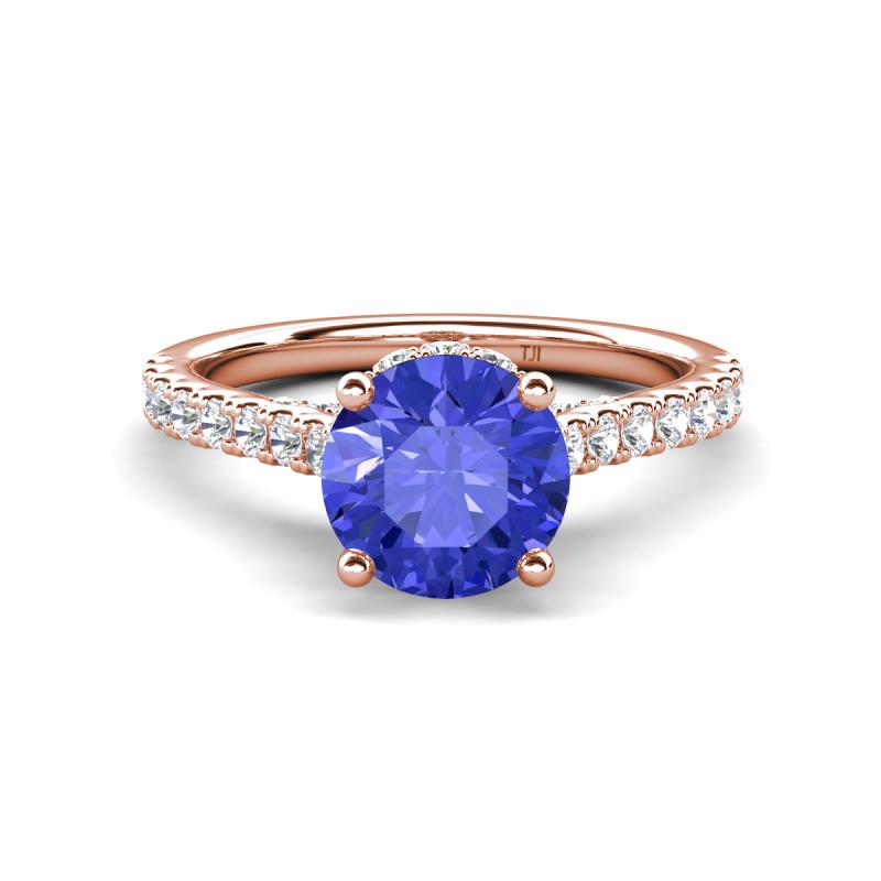 Kalina 1.79 ctw Tanzanite (7.00 mm) Accented Lab Grown Diamonds Halo Engagement Ring 