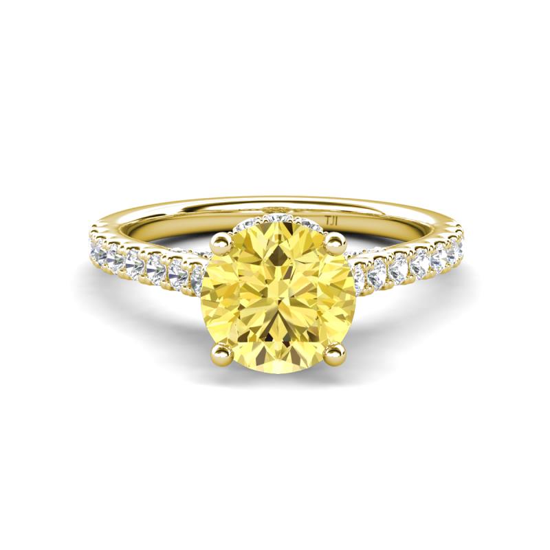 Kalina 2.45 ctw Created Yellow Sapphire (7.00 mm) Accented Lab Grown Diamonds Halo Engagement Ring 