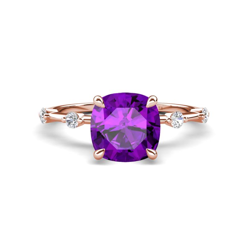 Nuria 2.11 ctw Cushion Shape Amethyst (8.00 mm) accented Natural Diamonds Engagement Ring 