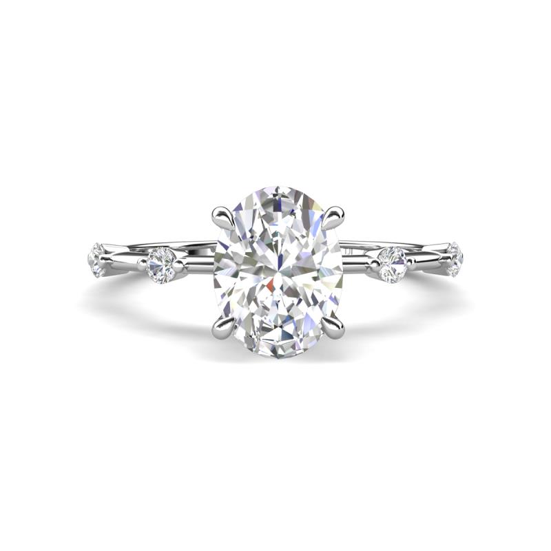 Nuria 2.01 ctw Oval Shape Moissanite (9X7 mm) accented Natural Diamonds Engagement Ring 