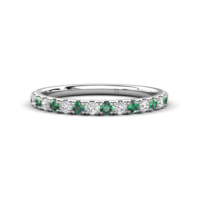 Kalina 0.28 ctw Created Alexandrite and Natural Diamonds 18 Stone Wedding Band 