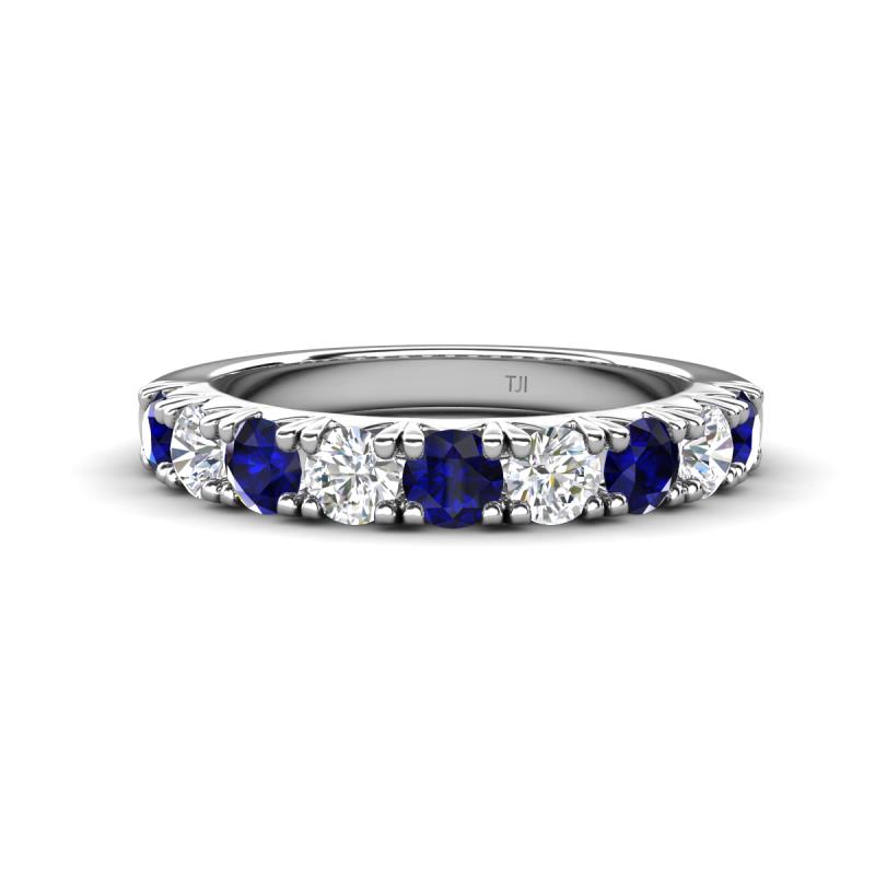 Malaine 1.00 ctw Blue Sapphire and Lab Grown Diamonds (3.00 mm) 9 Stone Wedding Band 