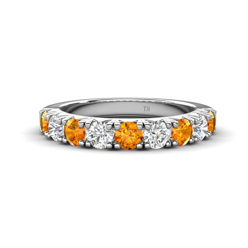 Malaine 0.80 ctw Citrine and Lab Grown Diamonds (3.00 mm) 9 Stone Wedding Band 