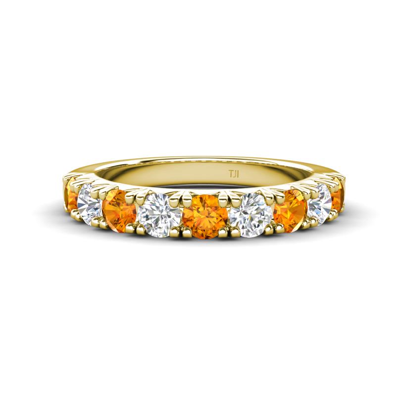 Malaine 0.80 ctw Citrine and Lab Grown Diamonds (3.00 mm) 9 Stone Wedding Band 