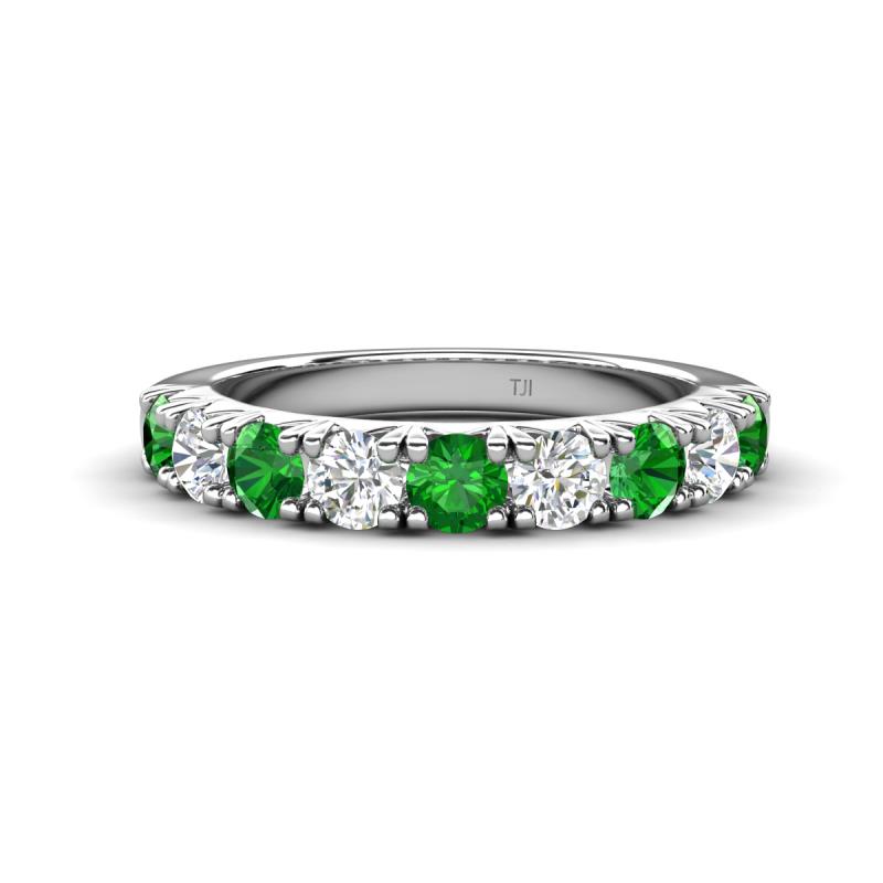 Malaine 0.98 ctw Green Garnet and Lab Grown Diamonds (3.00 mm) 9 Stone Wedding Band 