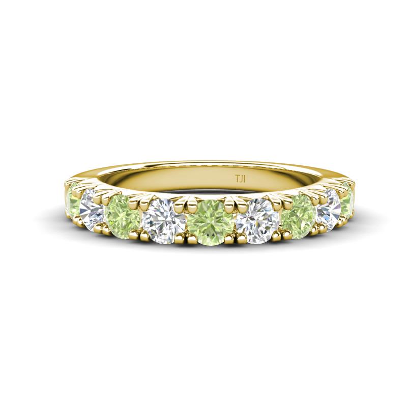 Malaine 0.98 ctw Peridot and Lab Grown Diamonds (3.00 mm) 9 Stone Wedding Band 