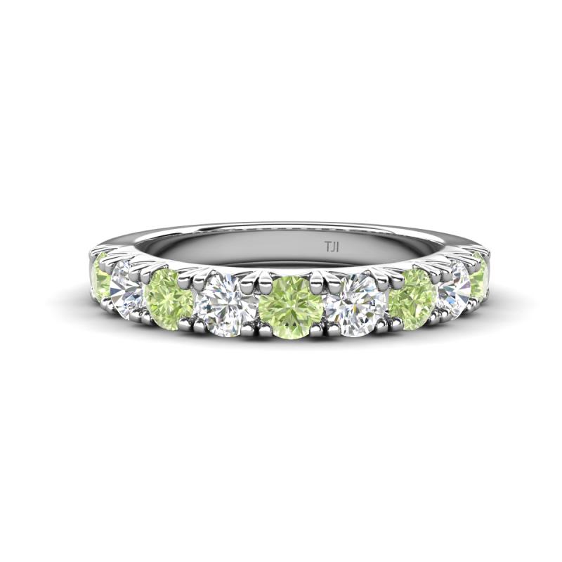 Malaine 0.98 ctw Peridot and Lab Grown Diamonds (3.00 mm) 9 Stone Wedding Band 