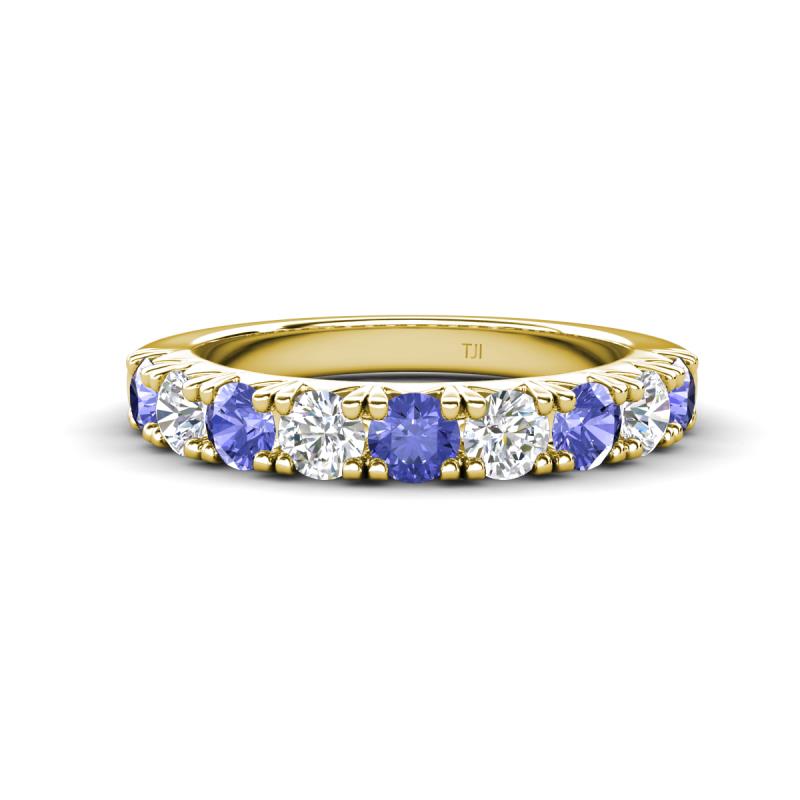 Malaine 0.85 ctw Tanzanite and Lab Grown Diamonds (3.00 mm) 9 Stone Wedding Band 