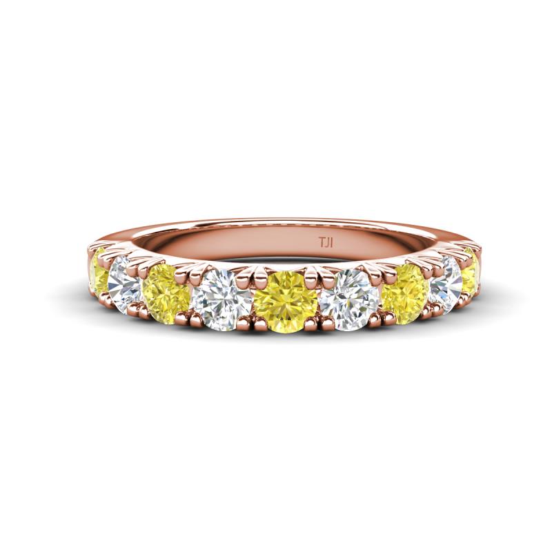 Malaine 0.90 ctw Yellow Diamond and Lab Grown Diamonds (3.00 mm) 9 Stone Wedding Band 