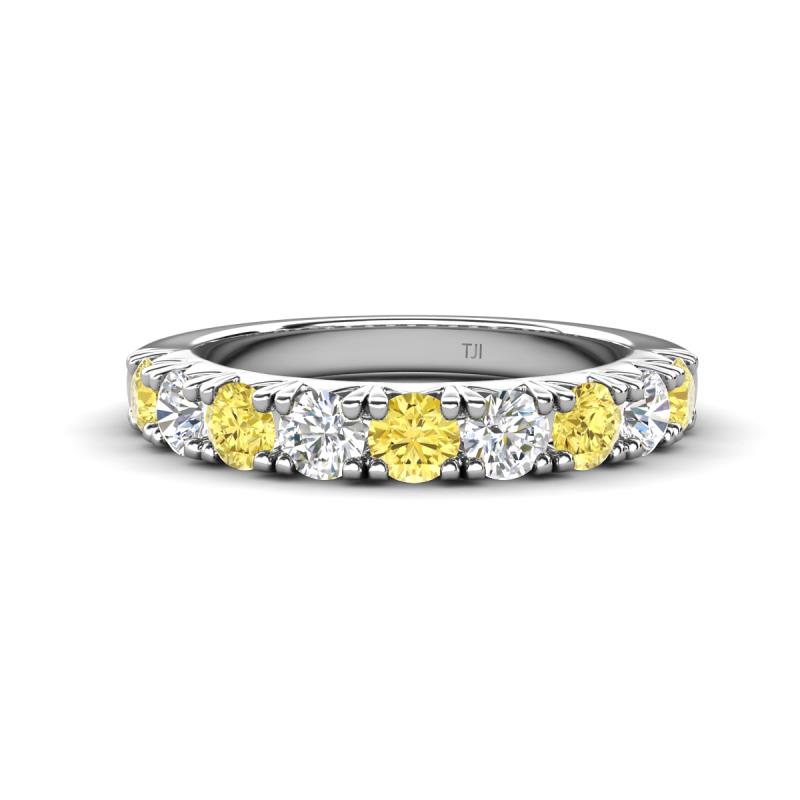 Malaine 0.93 ctw Yellow Sapphire and Lab Grown Diamonds (3.00 mm) 9 Stone Wedding Band 