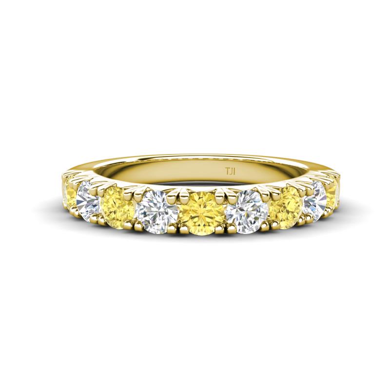 Malaine 0.93 ctw Yellow Sapphire and Lab Grown Diamonds (3.00 mm) 9 Stone Wedding Band 