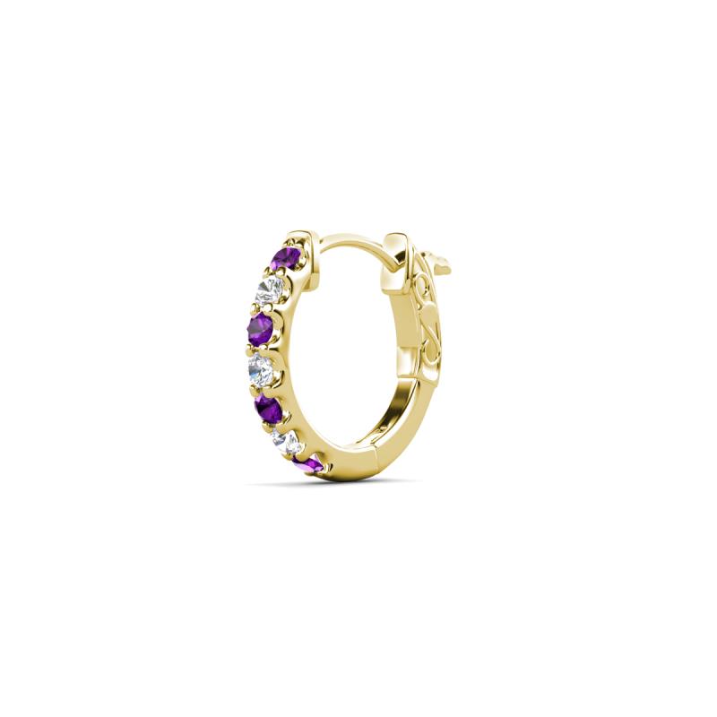 Nico 0.12 ctw Petite Single Huggie Earring in Amethyst and Natural Diamonds 