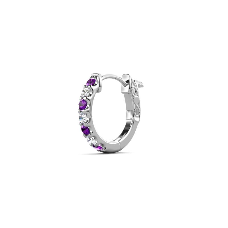 Nico 0.12 ctw Petite Single Huggie Earring in Amethyst and Natural Diamonds 