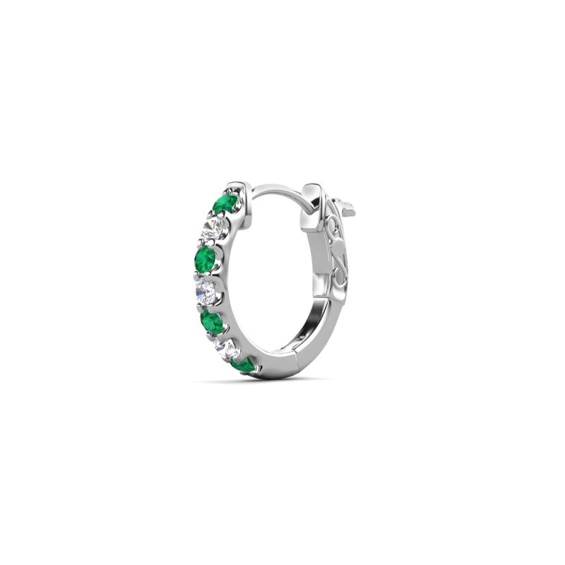 Nico 0.12 ctw Petite Single Huggie Earring in Emerald and Natural Diamonds 