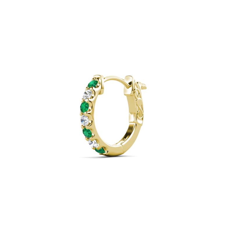 Nico 0.12 ctw Petite Single Huggie Earring in Emerald and Natural Diamonds 