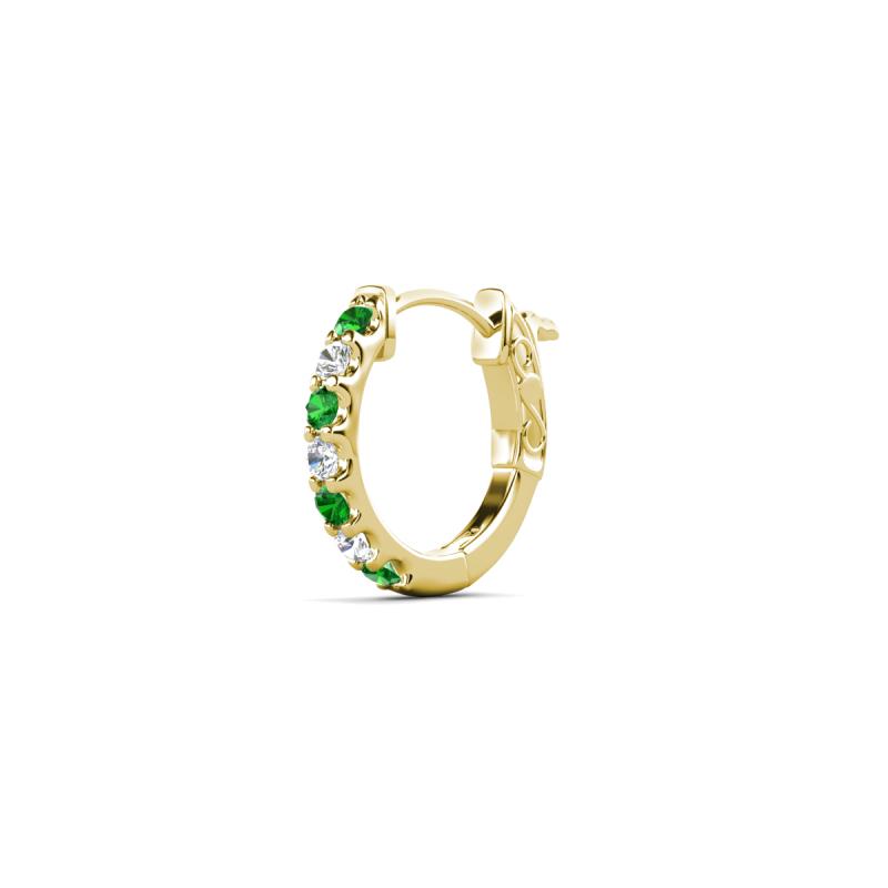 Nico 0.14 ctw Petite Single Huggie Earring in Green Garnet and Natural Diamonds 