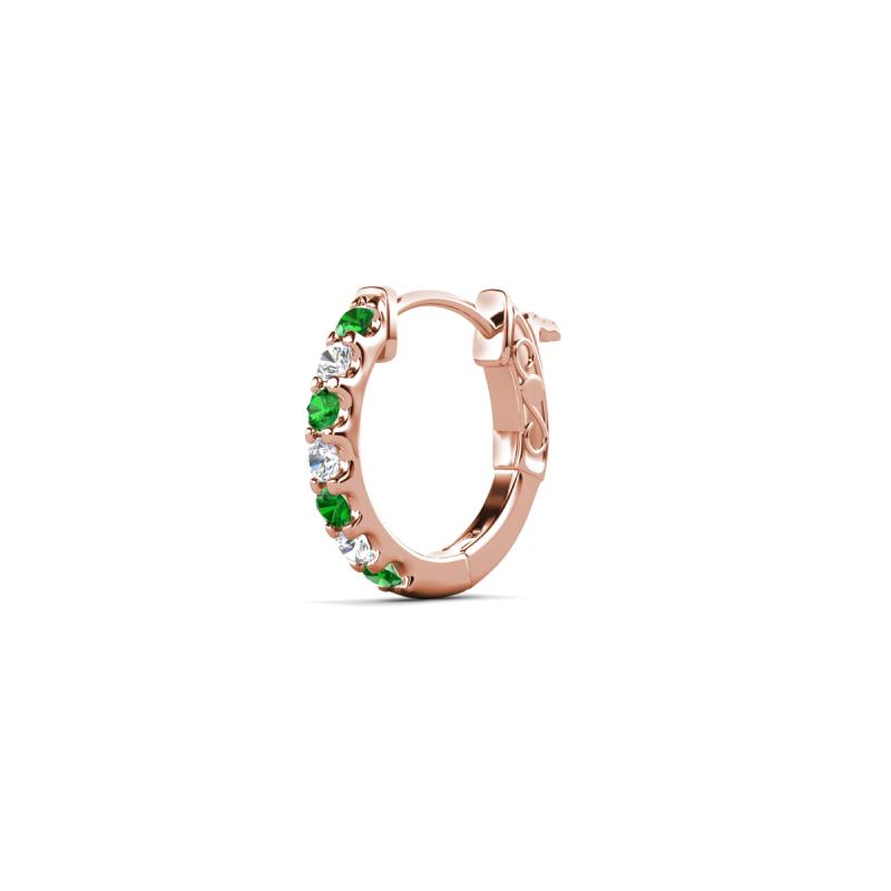 Nico 0.14 ctw Petite Single Huggie Earring in Green Garnet and Natural Diamonds 