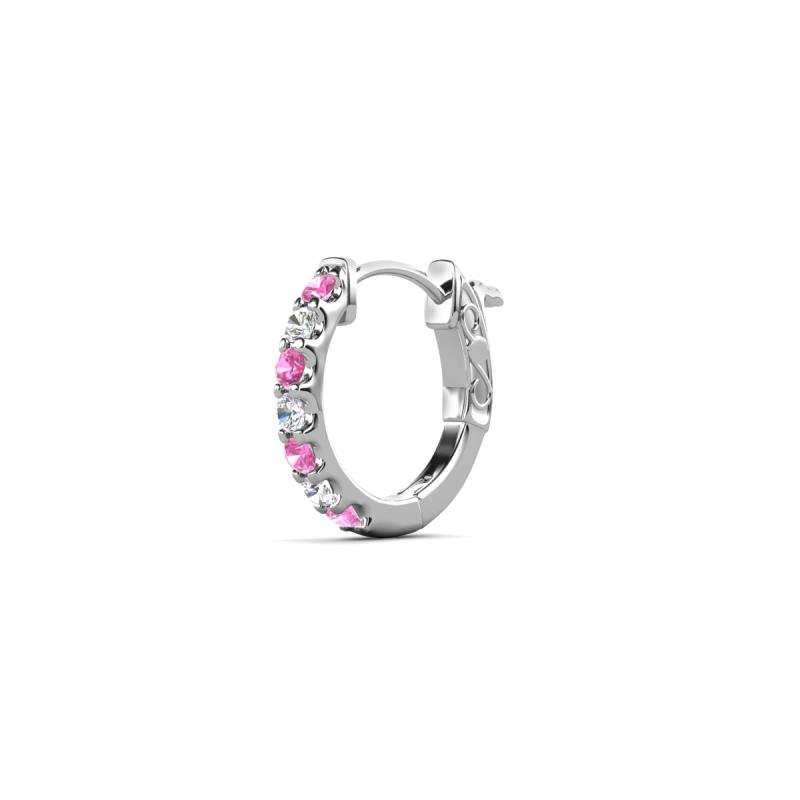 Nico 0.14 ctw Petite Single Huggie Earring in Pink Sapphire and Natural Diamonds 