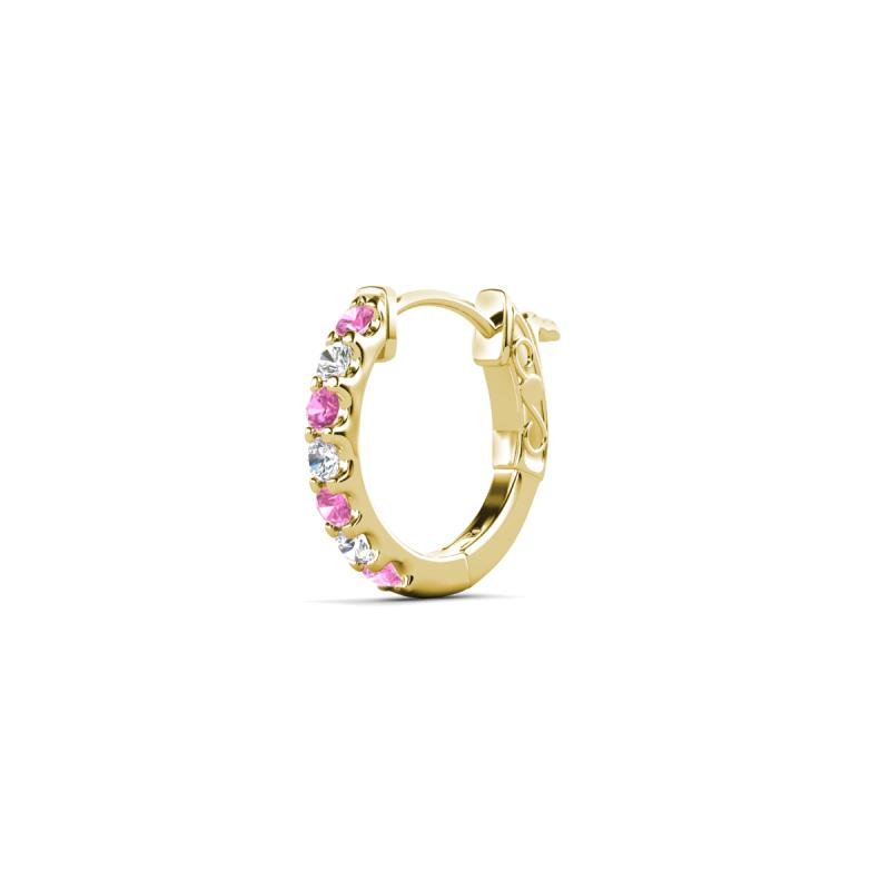 Nico 0.14 ctw Petite Single Huggie Earring in Pink Sapphire and Natural Diamonds 