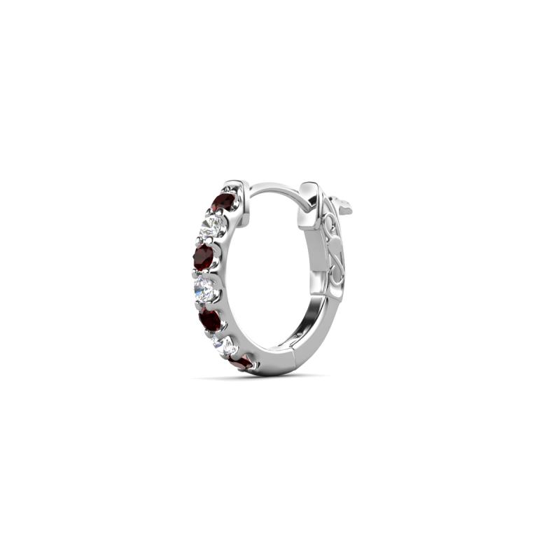 Nico 0.14 ctw Petite Single Huggie Earring in Red Garnet and Natural Diamonds 