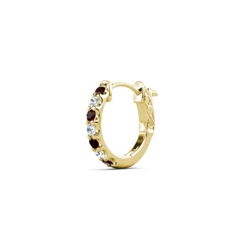 Nico 0.14 ctw Petite Single Huggie Earring in Red Garnet and Natural Diamonds 