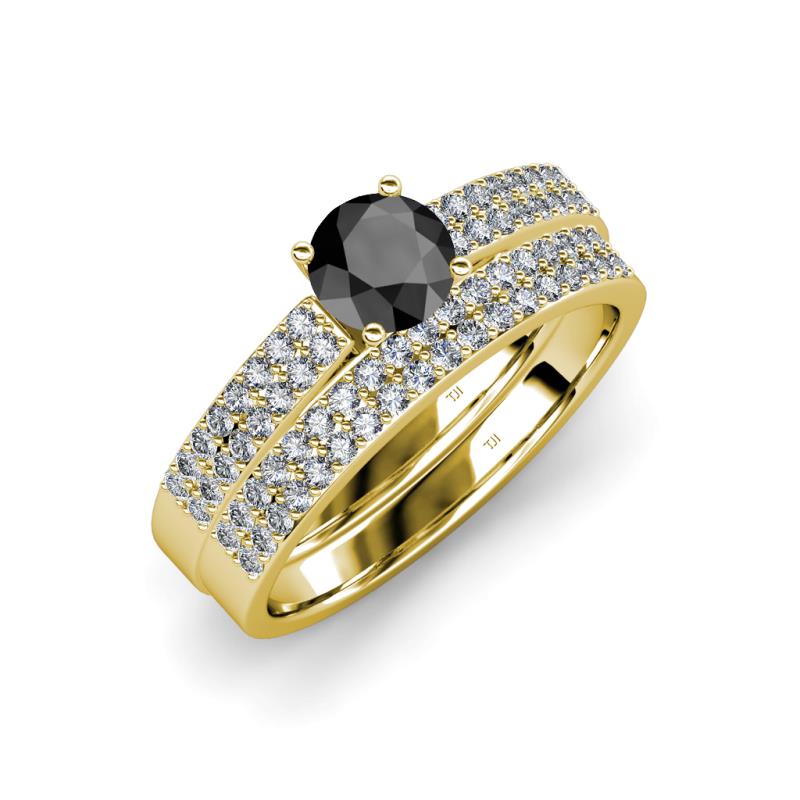 Aurum 2.20 ctw Black Diamond Accented Natural Diamonds Double Row Bridal Set Ring  