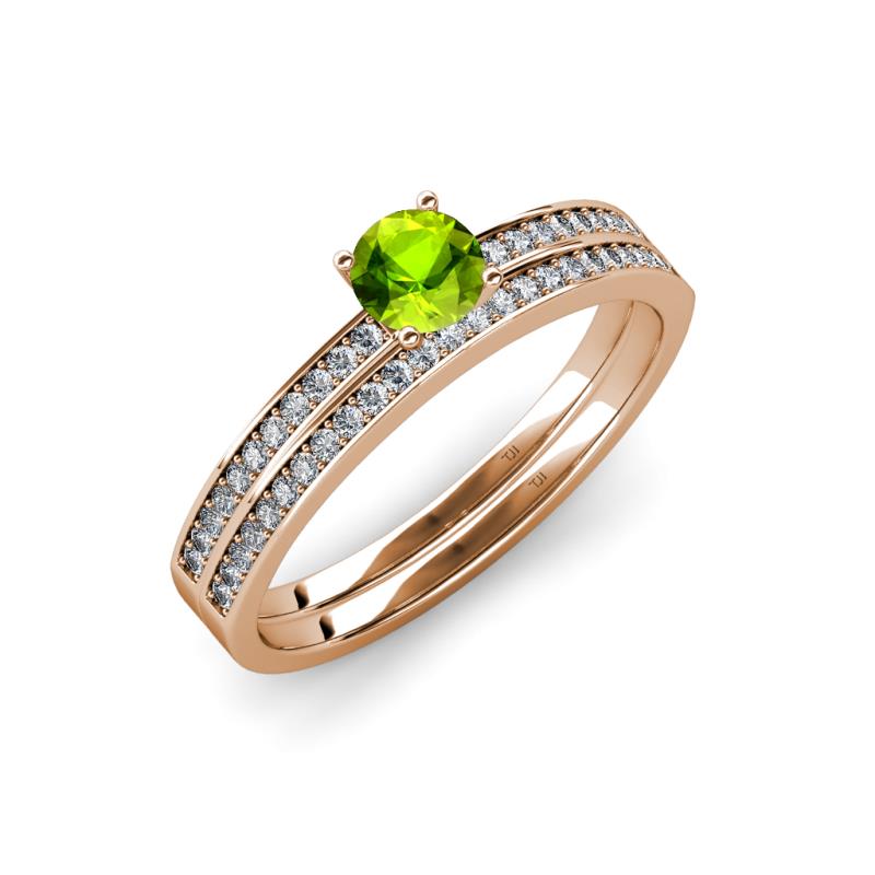 Evika 1.53 ctw Peridot (6.50 mm) Accented Natural Diamonds Bridal Set Ring  