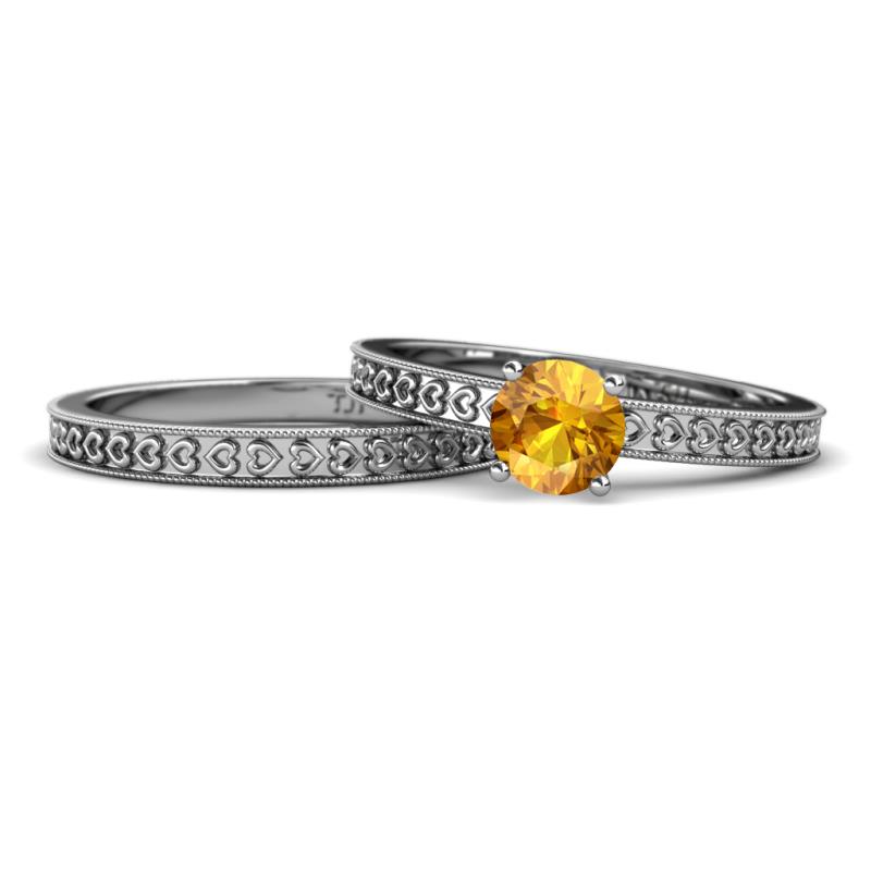 Janina 0.87 ct Classic Citrine (6.50 mm) Solitaire Bridal Set Ring  