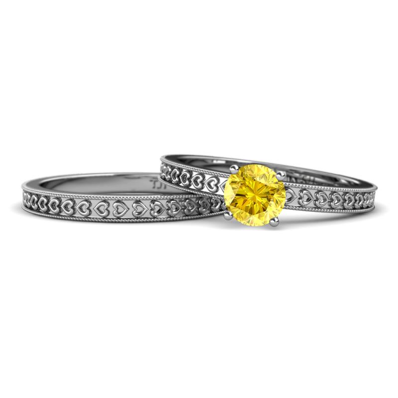 Janina 0.95 ct Classic Yellow Sapphire (6.00 mm) Solitaire Bridal Set Ring  