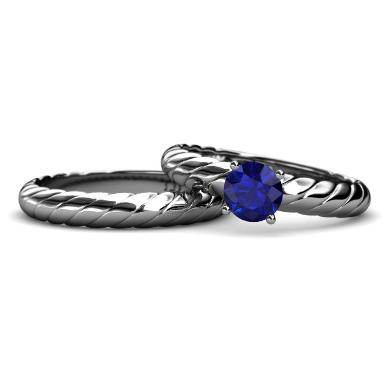 Eudora 1.15 ct Classic Blue Sapphire Solitaire Bridal Set Ring 