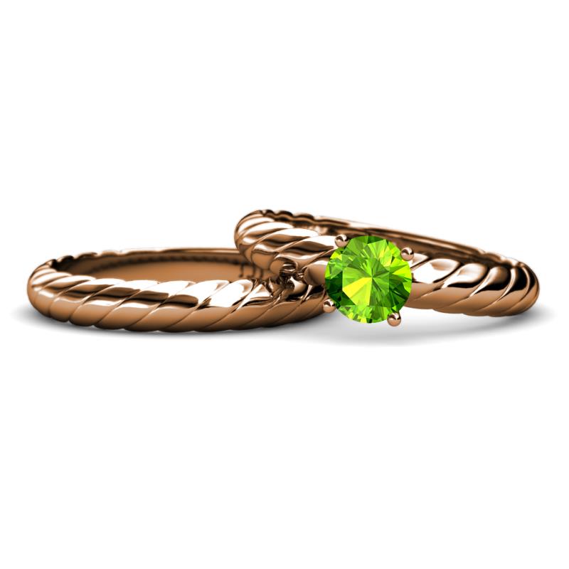 Eudora 1.10 ct Classic Peridot Solitaire Bridal Set Ring 