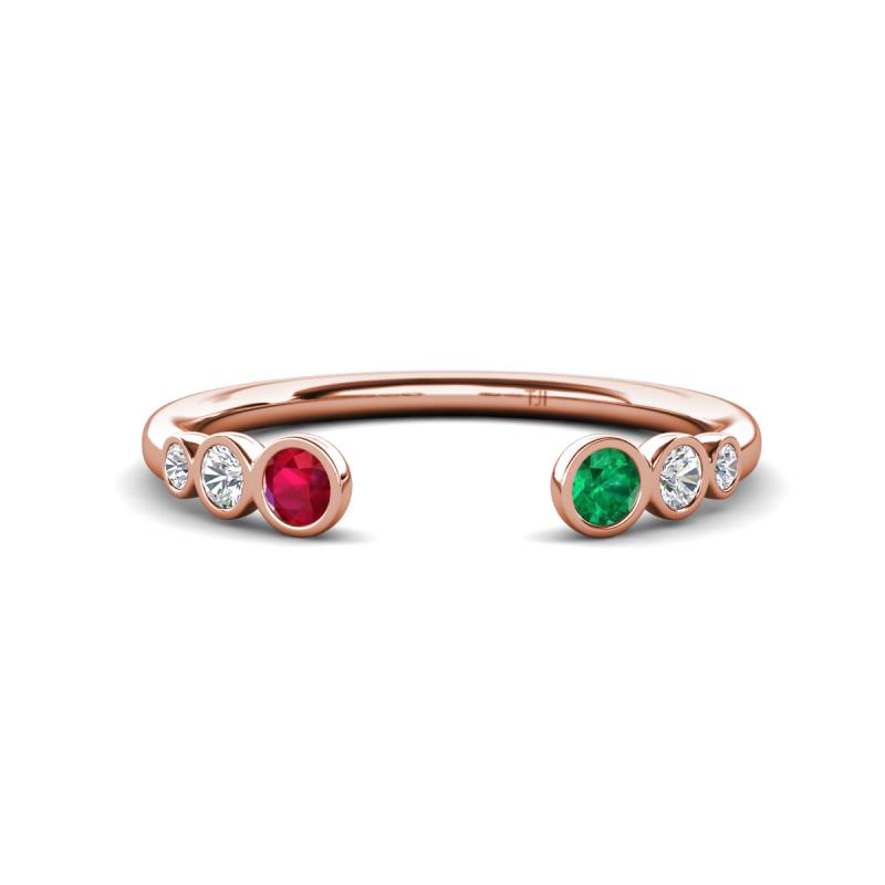 Makena Ruby and Emerald Open Wedding Band 