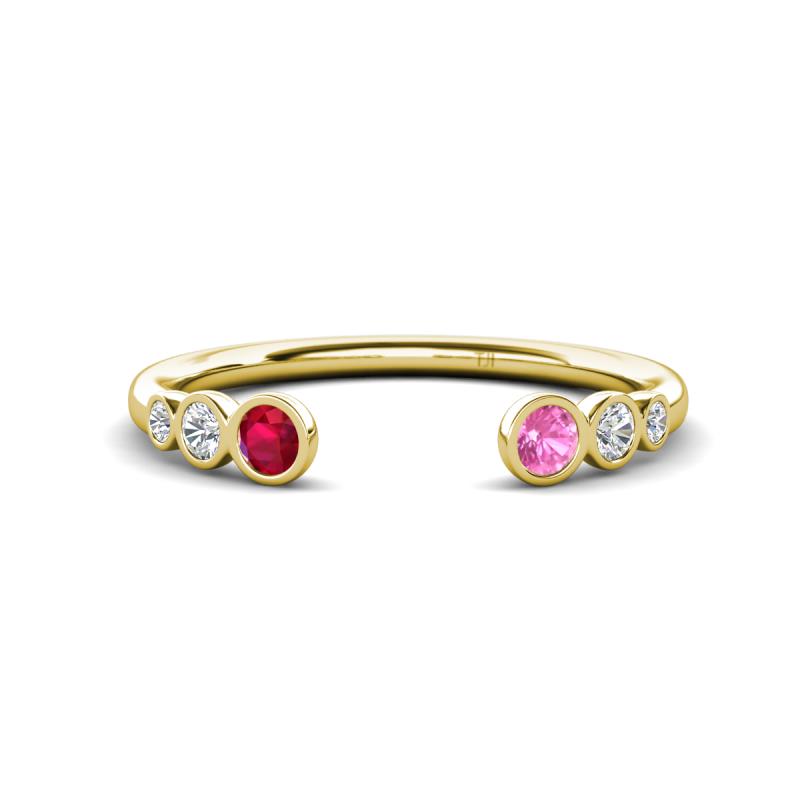 Makena Ruby and Pink Sapphire Open Wedding Band 