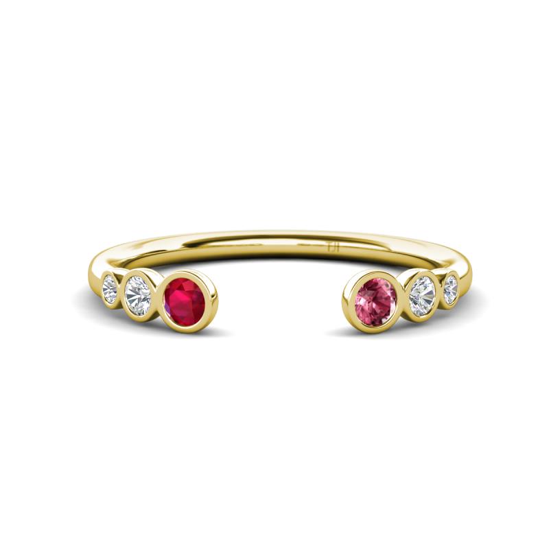 Makena Ruby and Pink Tourmaline Open Wedding Band 