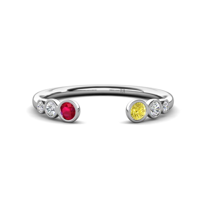 Makena Ruby and Yellow Diamond Open Wedding Band 