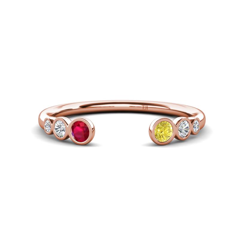Makena Ruby and Yellow Diamond Open Wedding Band 