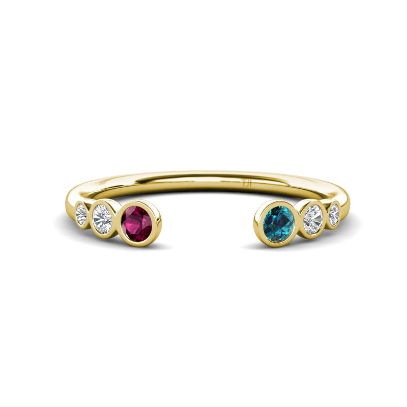 Makena Rhodolite Garnet and Blue Diamond Open Wedding Band 