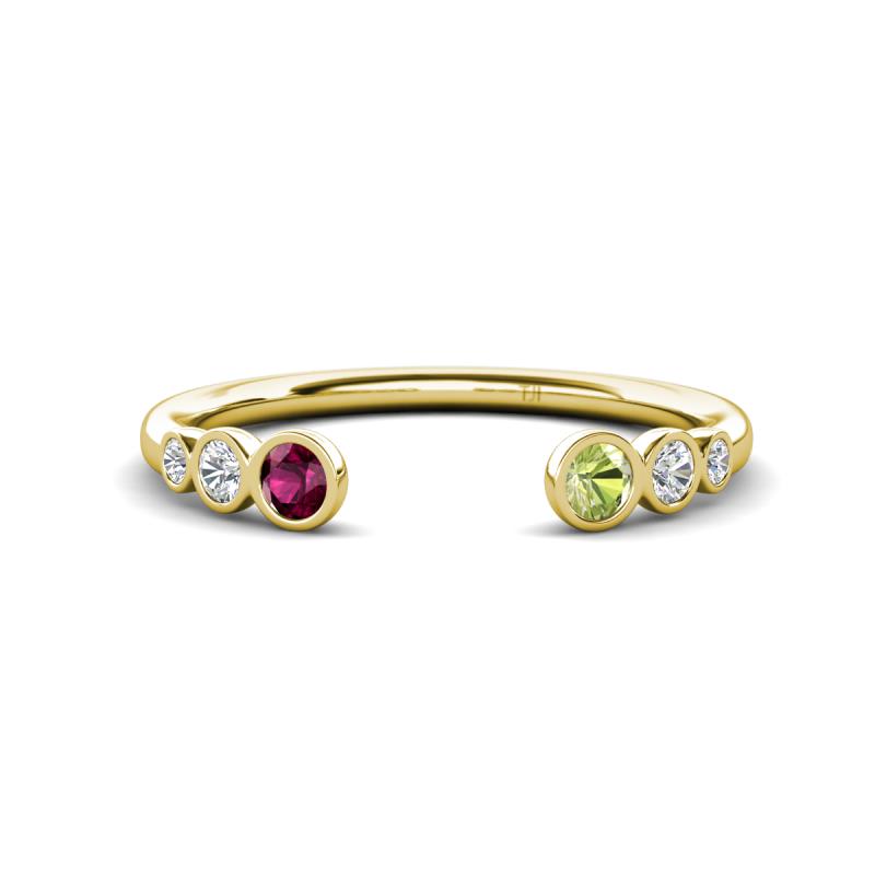 Makena Rhodolite Garnet and Peridot Open Wedding Band 