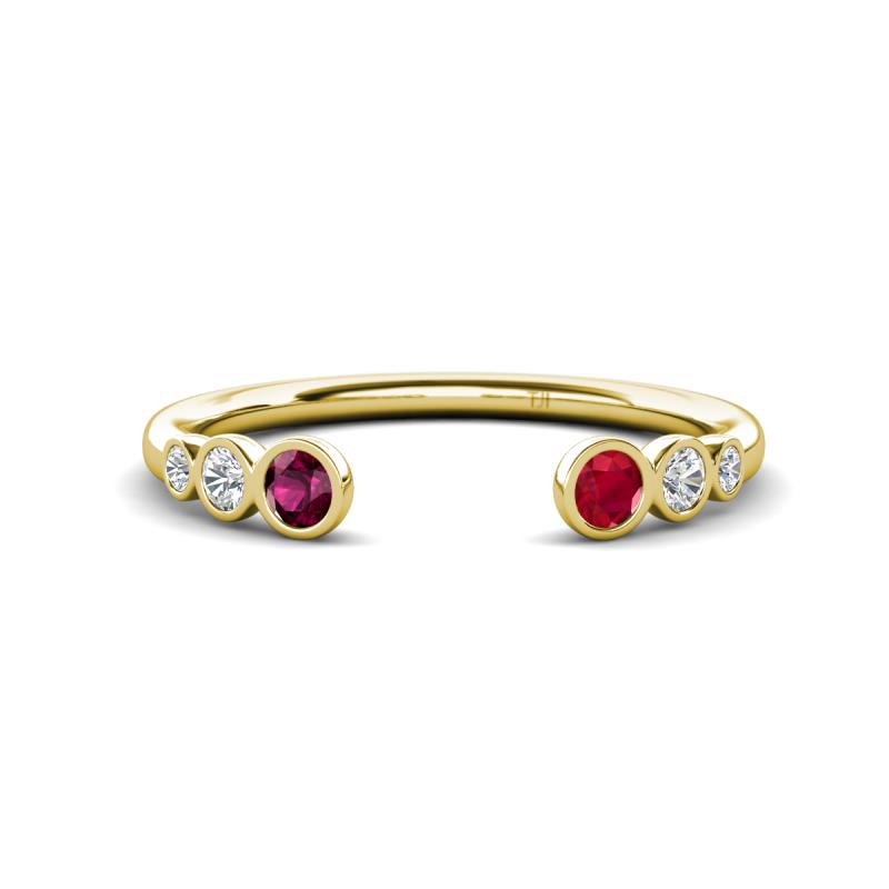 Makena Rhodolite Garnet and Ruby Open Wedding Band 