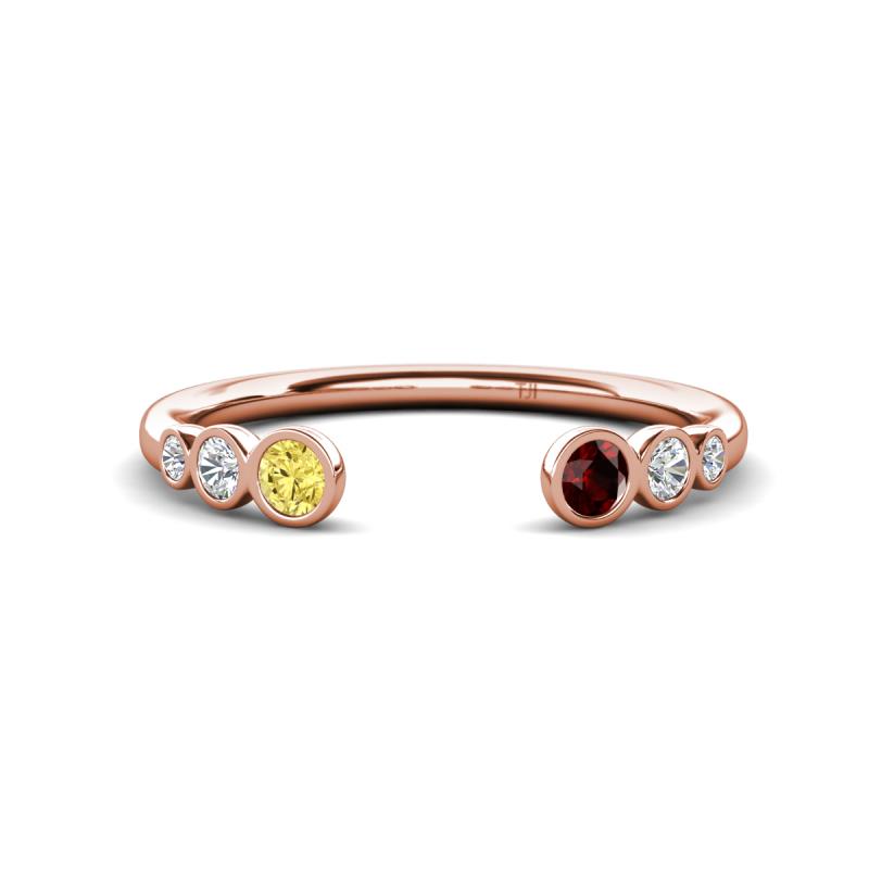 Makena Yellow Sapphire and Red Garnet Open Wedding Band 