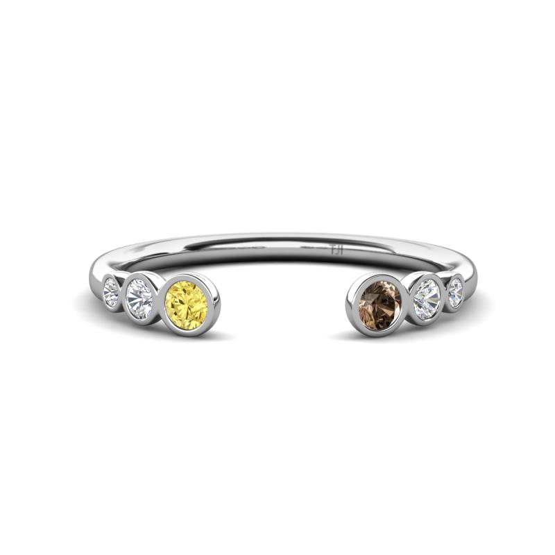 Makena Yellow Sapphire and Smoky Quartz Open Wedding Band 