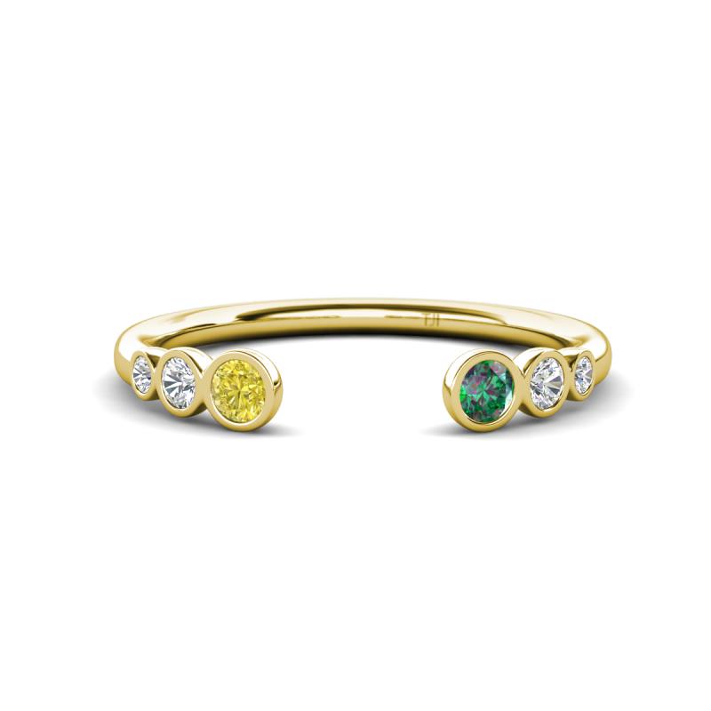 Makena Yellow Diamond and Created Alexandrite Open Wedding Band 