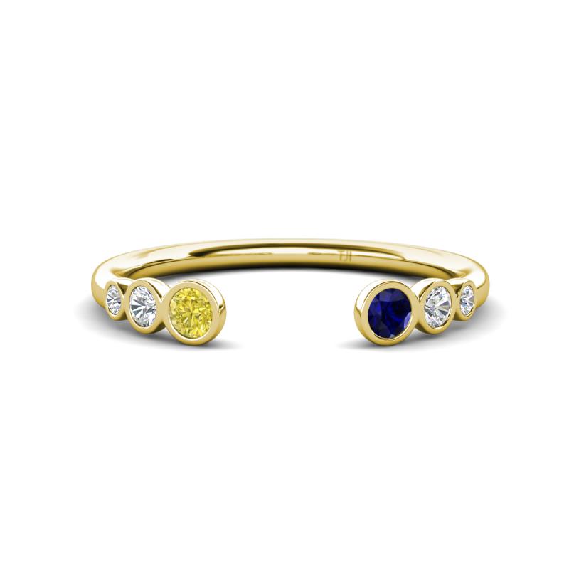 Makena Yellow Diamond and Blue Sapphire Open Wedding Band 