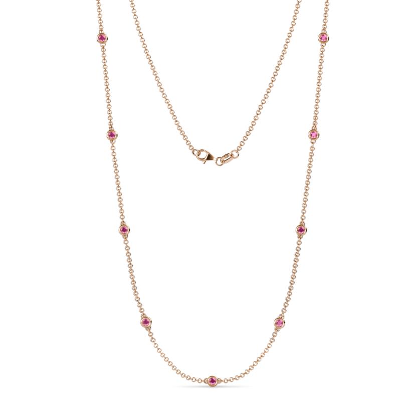 Adia (9 Stn/2.7mm) Pink Sapphire on Cable Necklace 