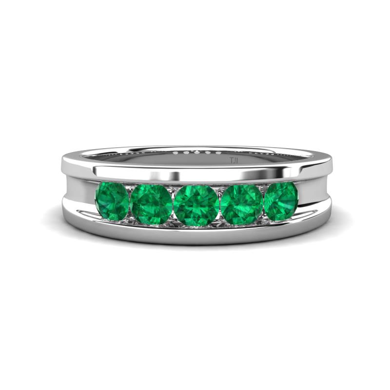 Aaron 0.50 ctw Emerald 5 Stone Men Wedding Band (5 mm) 