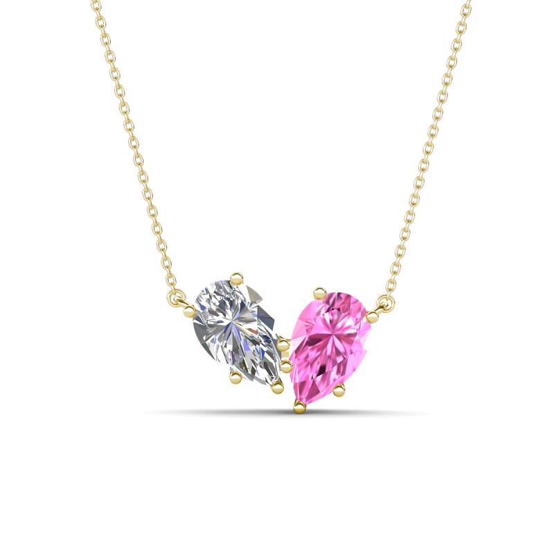 Zemi 1.75 ctw Pear Shape Moissanite and Lab Grown Pink