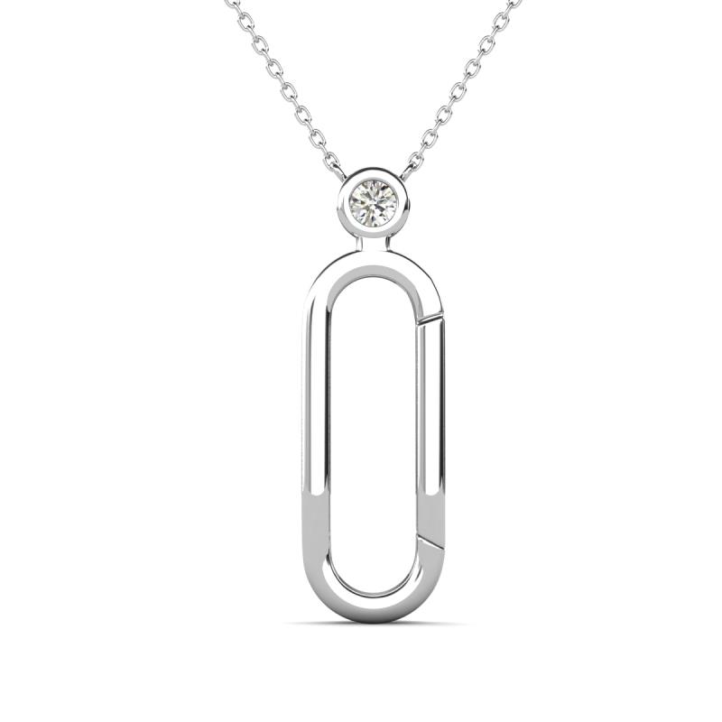 Fahari Lab Grown Diamond Accent Paperclip Charm Holder Pendant Necklace 